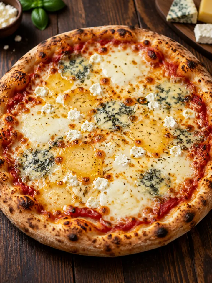 Pizza Quattro Formaggi mit vier Käsesorten