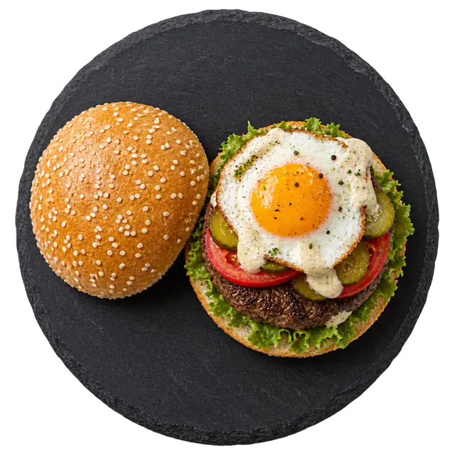 Offener Farmhouse Burger mit Spiegelei
