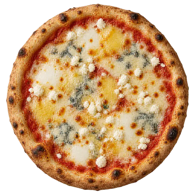 Pizza Quattro Formaggi von oben