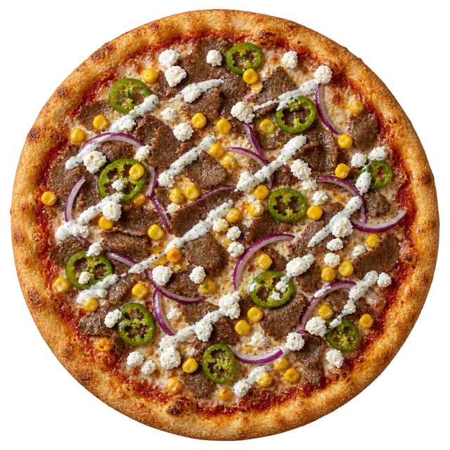 Pizza Traum Selection mit Döner-Fleisch von oben