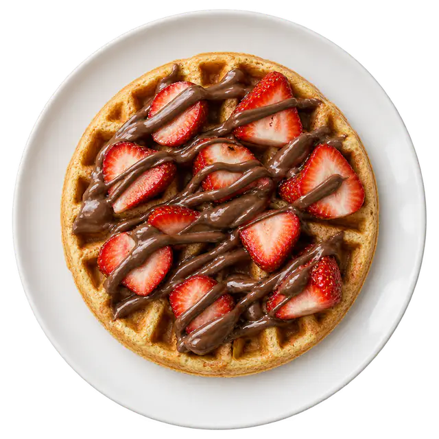Waffel mit Erdbeeren und Nutella