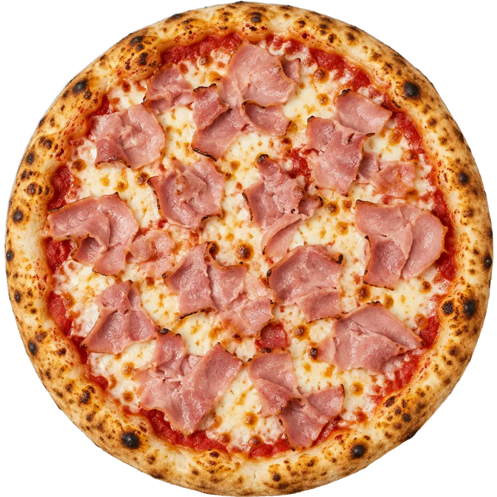 Pizza Cardinale mit Schinken von oben