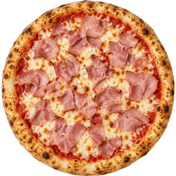 Pizza Cardinale mit Schinken von oben