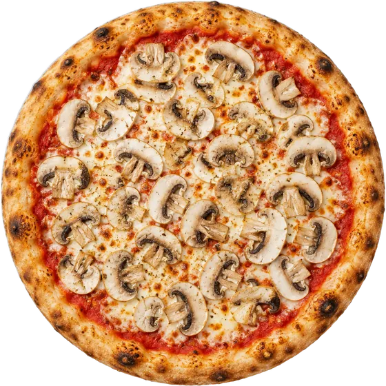 Pizza Funghi mit Champignons von oben