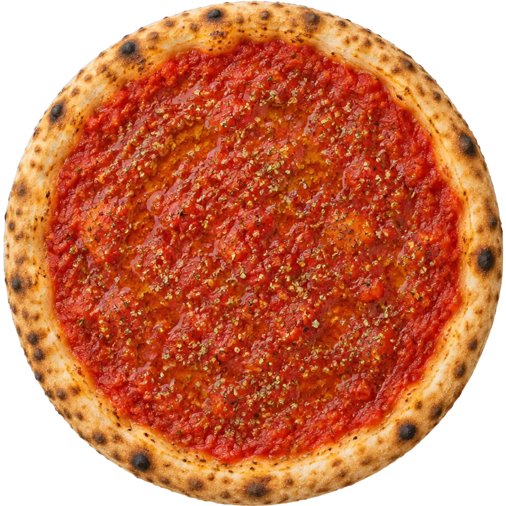 Pizza Marinara mit Oregano von oben